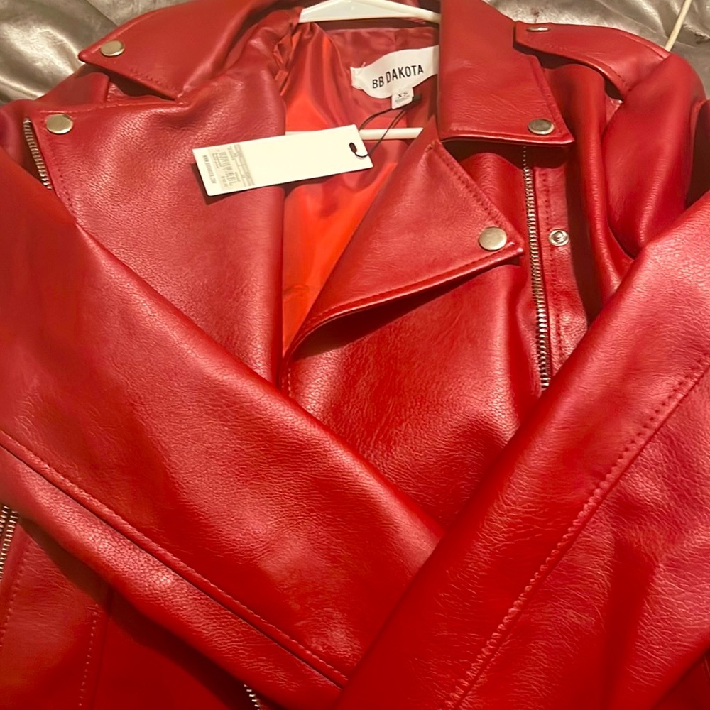 Brand new red leather jacket
